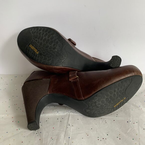 Tsubo Acrea Size 10  Brown Leather Slingback Mary Jane Pumps Comfort - 9.5 39.5 - Picture 6 of 13